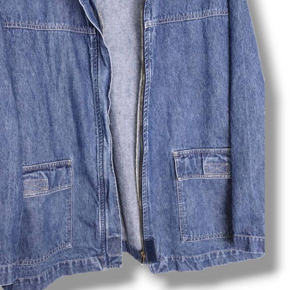 Vintage Bill Blass Women's Jean Jacket Hoodie Front Zip Pockets LS Size 1X - Picture 8 of 12